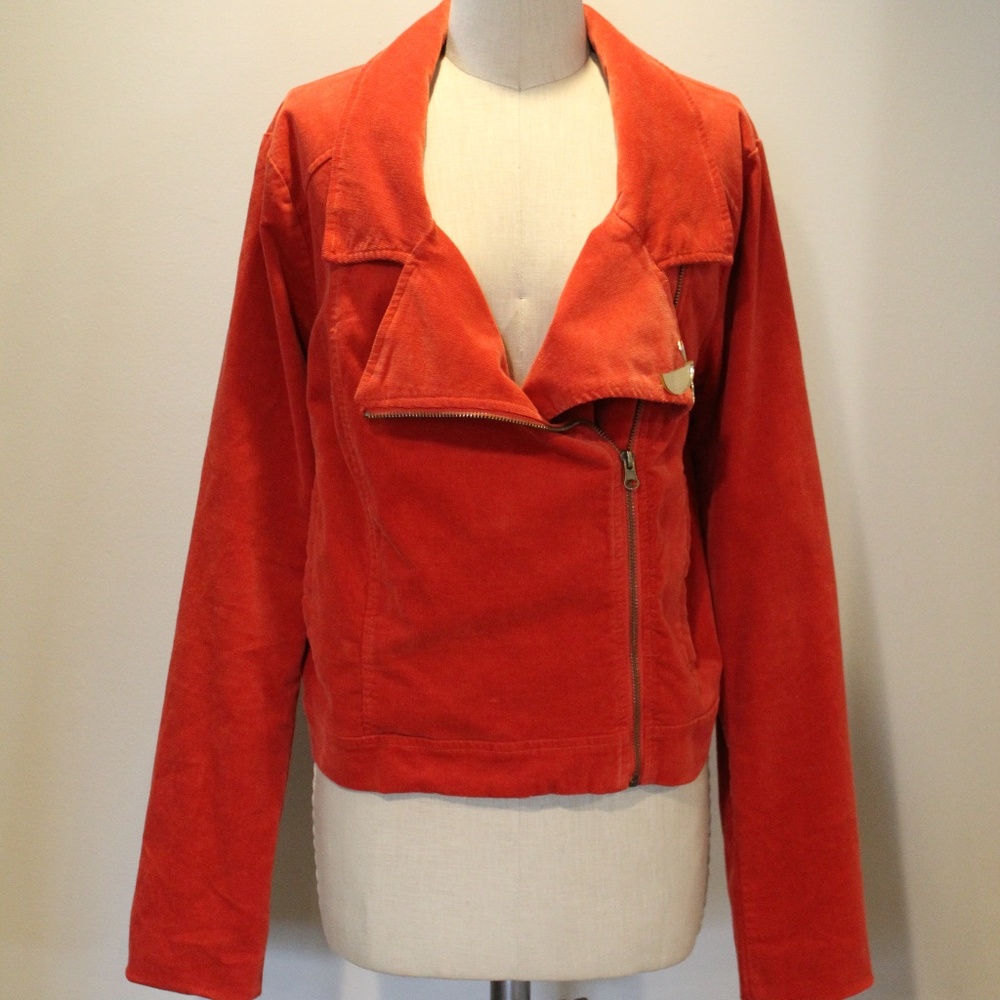 Burnt Orange Corduroy Moto Jacket